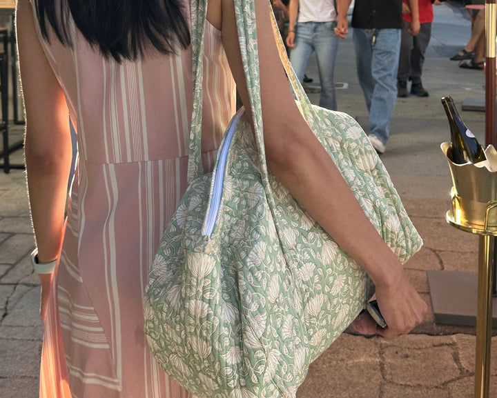 Blocks that Print - Green Quilted Duffle