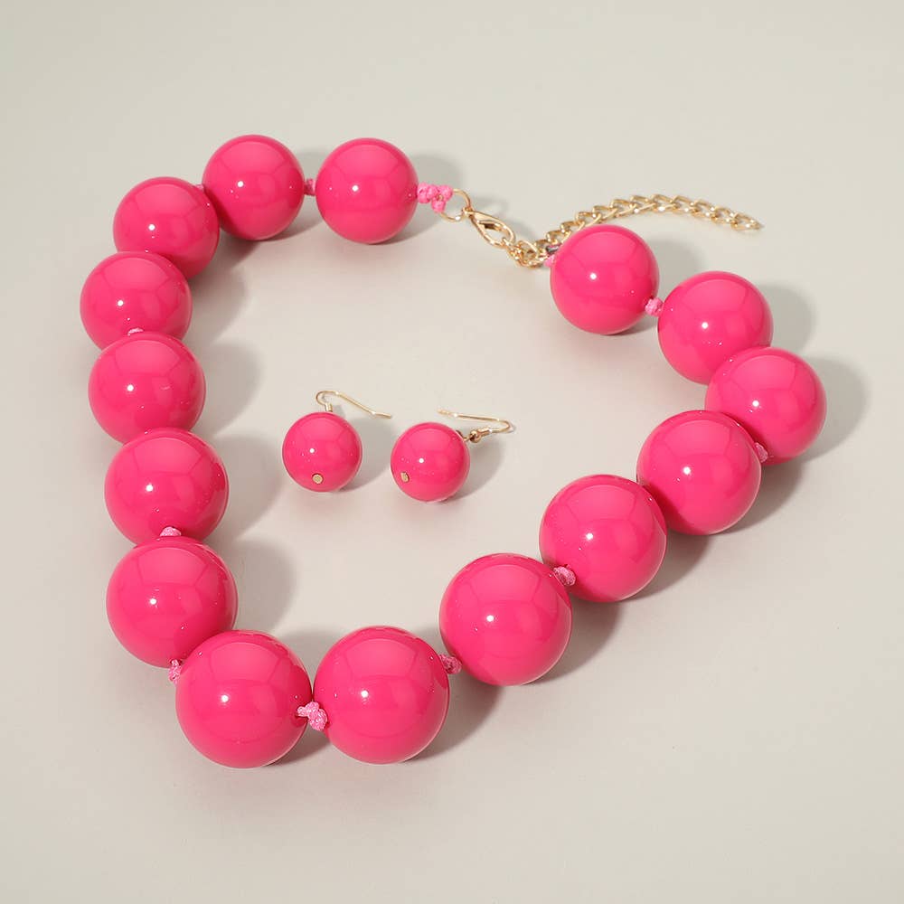 Sensibling Corp. - Chunky Ball Beaded Statement Necklace: Light Blue
