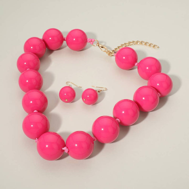 Sensibling Corp. - Chunky Ball Beaded Statement Necklace: Light Blue