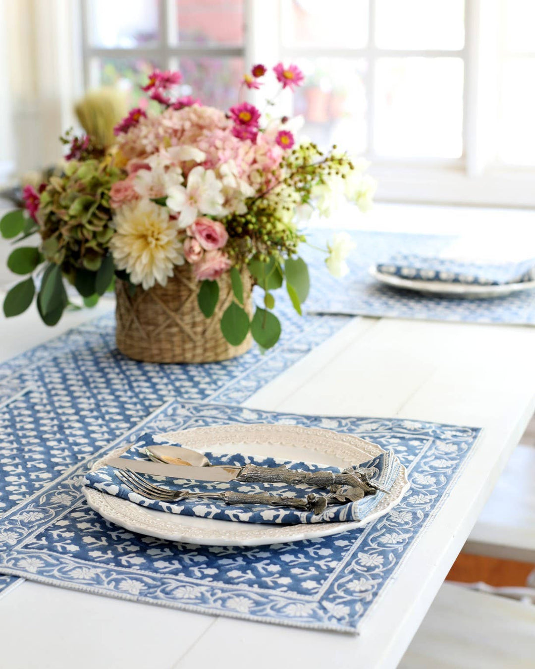 PACIFIC & ROSE TEXTILES - Placemat Charlotte Indigo, Set of 4