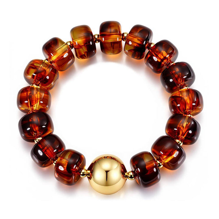 MKS America - Women Chunky Square Bead Bracelet With Gold Ball Detail: Grass_Green / M