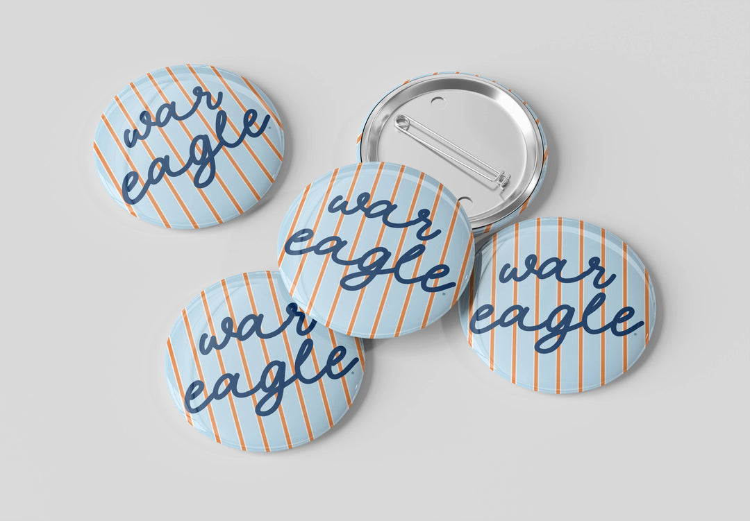Cute As A Button - Auburn War Eagle Striped Button