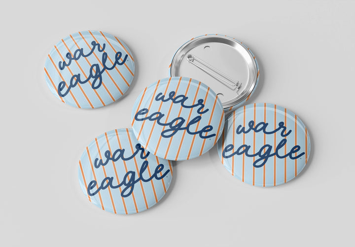 Cute As A Button - Auburn War Eagle Striped Button