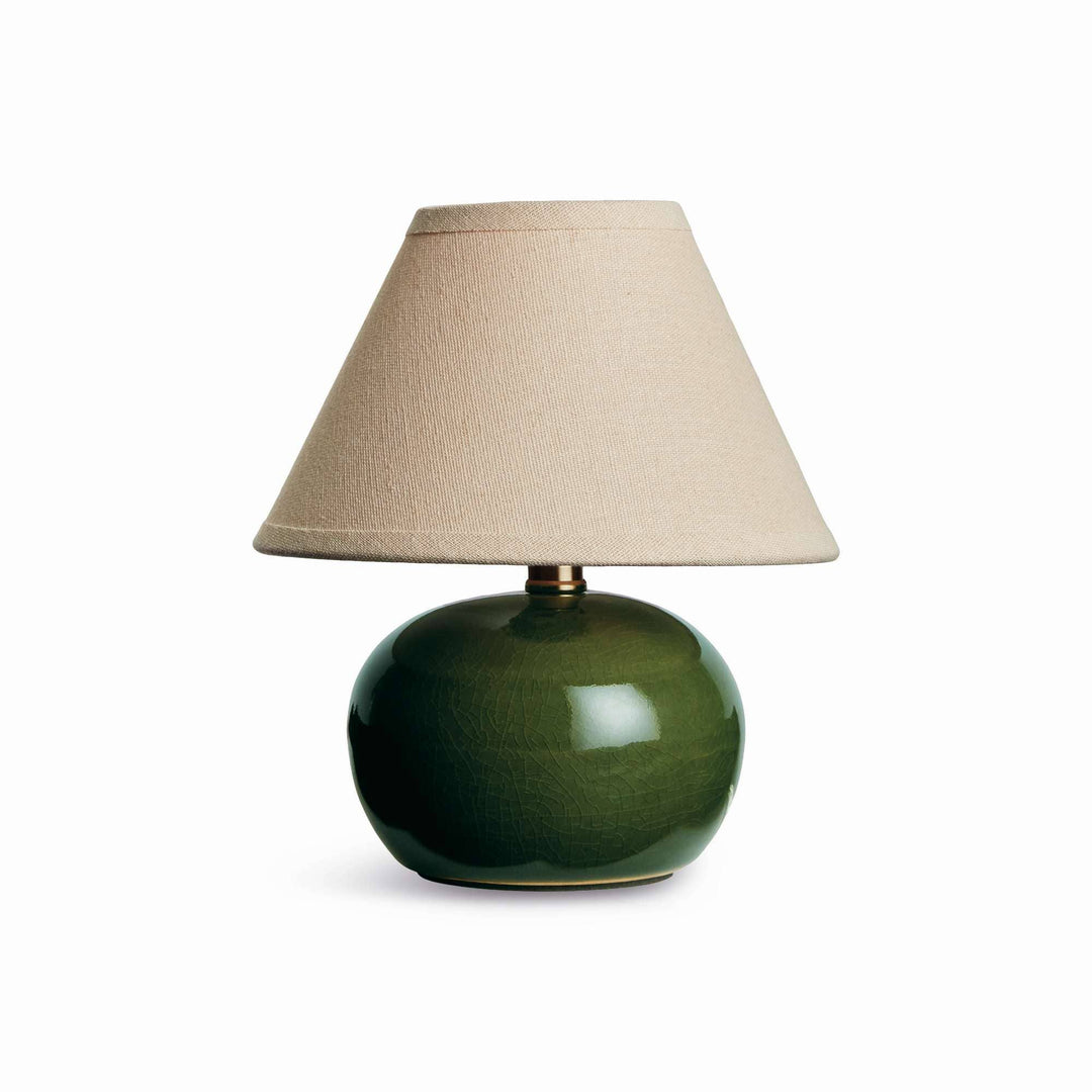 Napa Home & Garden - Oscar Mini Lamp - Green Crackle Glaze - Linen Shade  - 8"