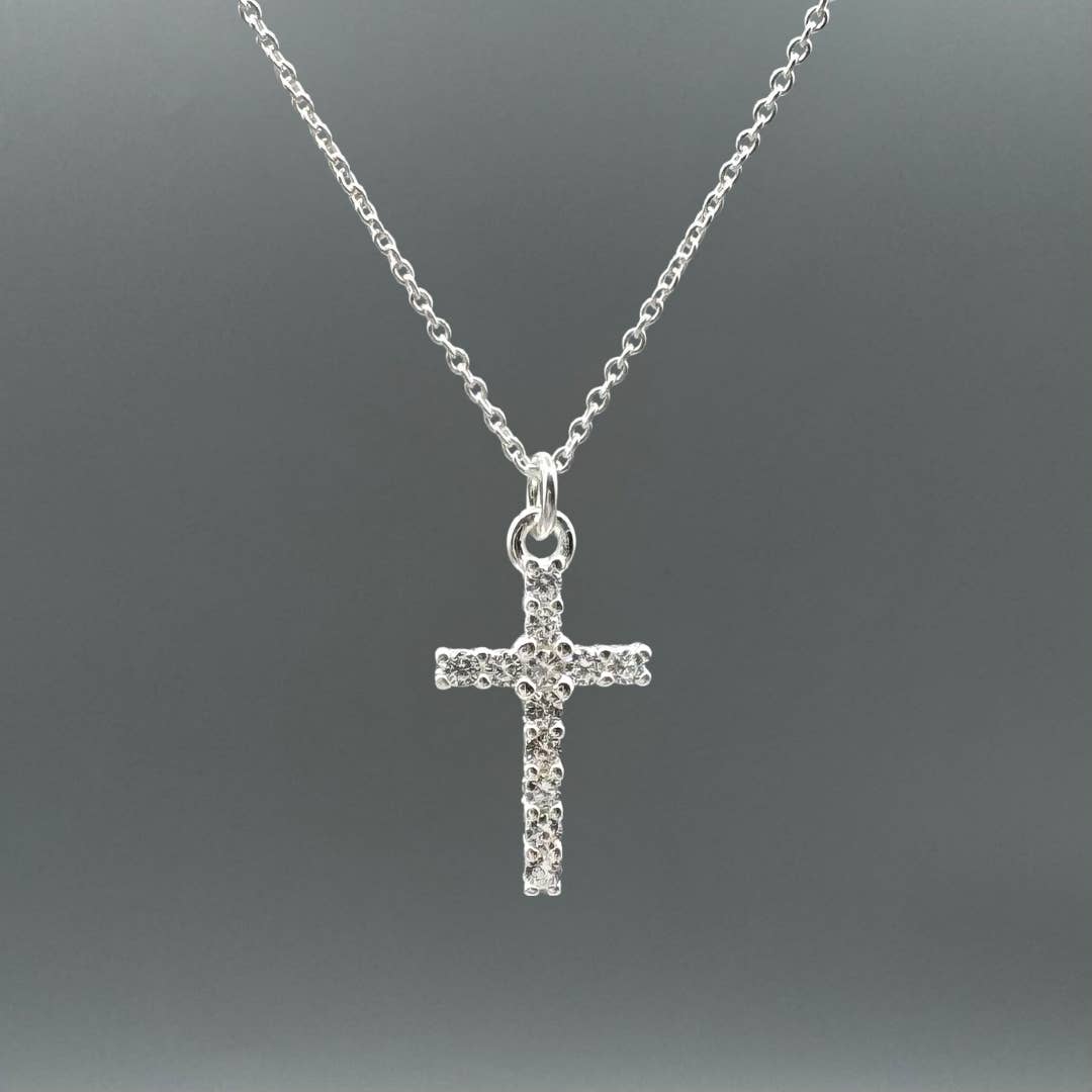 Something Silver - CZ Cross Necklace: Gold Filled