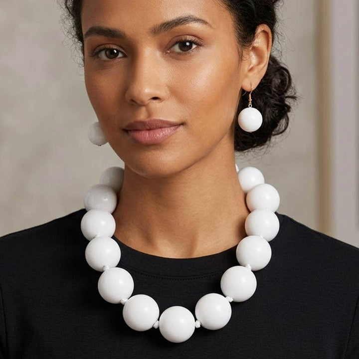 Sensibling Corp. - Chunky Ball Beaded Statement Necklace: Light Blue