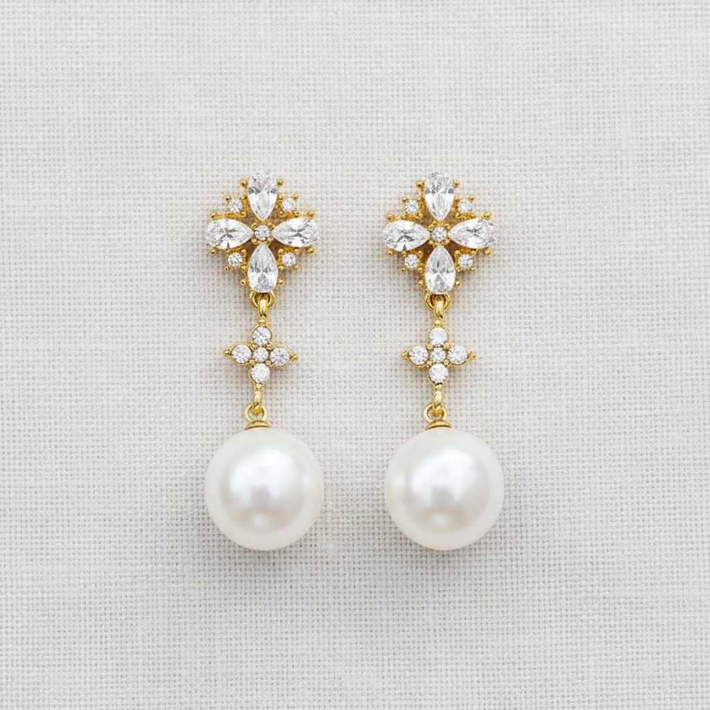 paperln - Crystal Pearl Tassel Drop Earrings