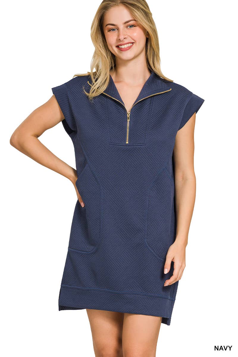 42POPS - `Textured Jacquard Dress Zenana: BLACK-181543 / S