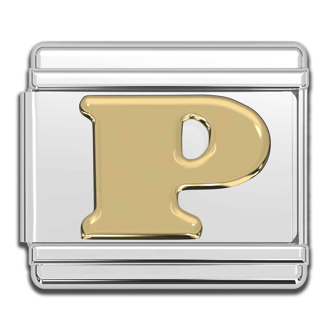 Natalia - Italian Charm Letters A-Z - 9mm Gold Bracelet Charms: V