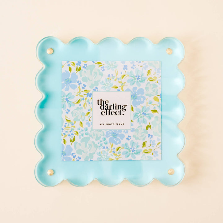 The Darling Effect - Square Scalloped Acrylic Frame-Blue