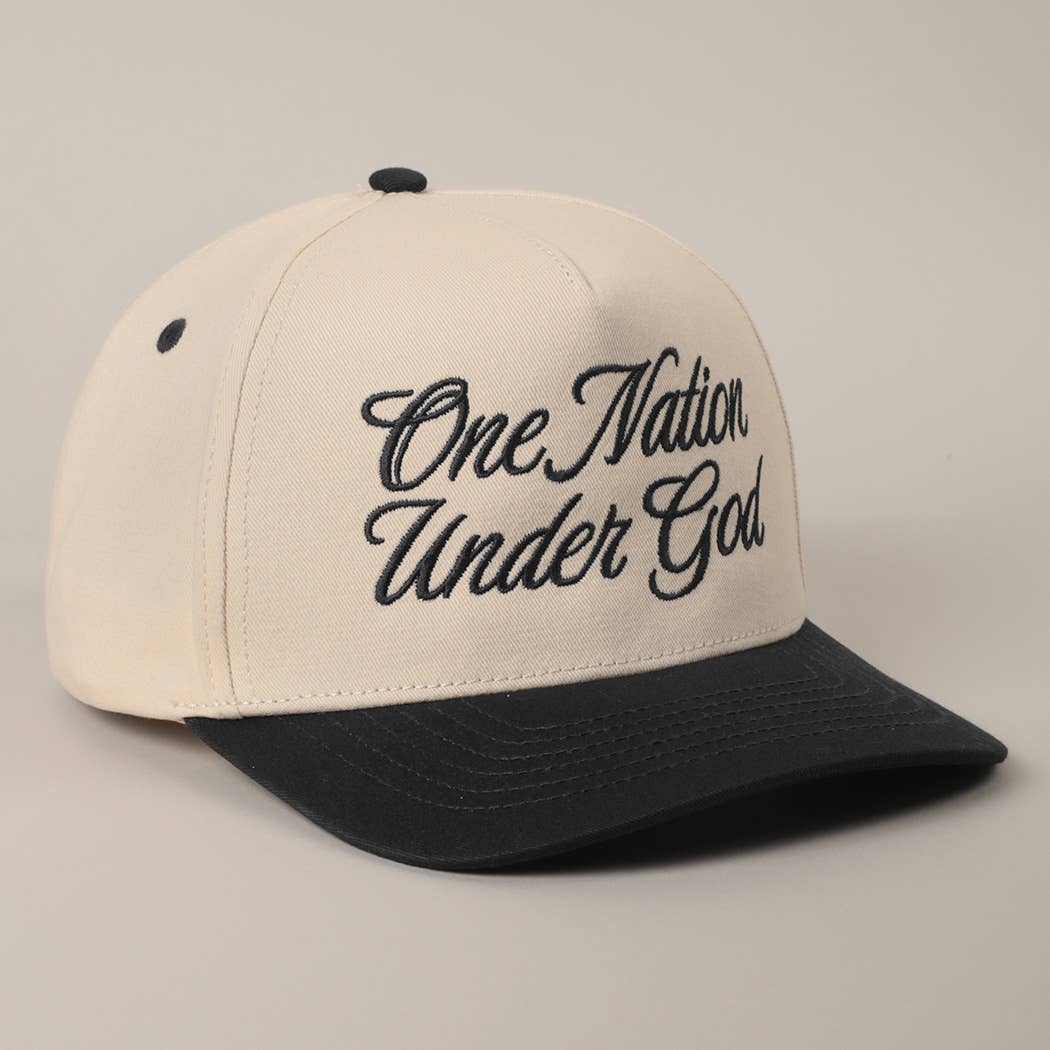 Fashion City - One Nation Under God Two-Tone Trucker Hat: NATURAL/RED / ONE SIZE