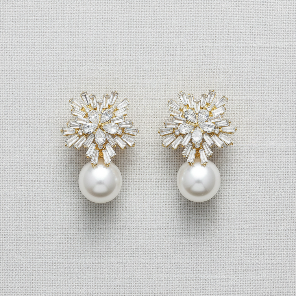 paperln - Snowflake Zirconia Pearl Earrings