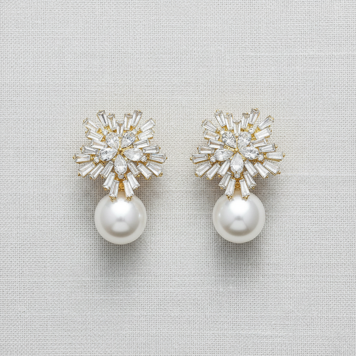 paperln - Snowflake Zirconia Pearl Earrings
