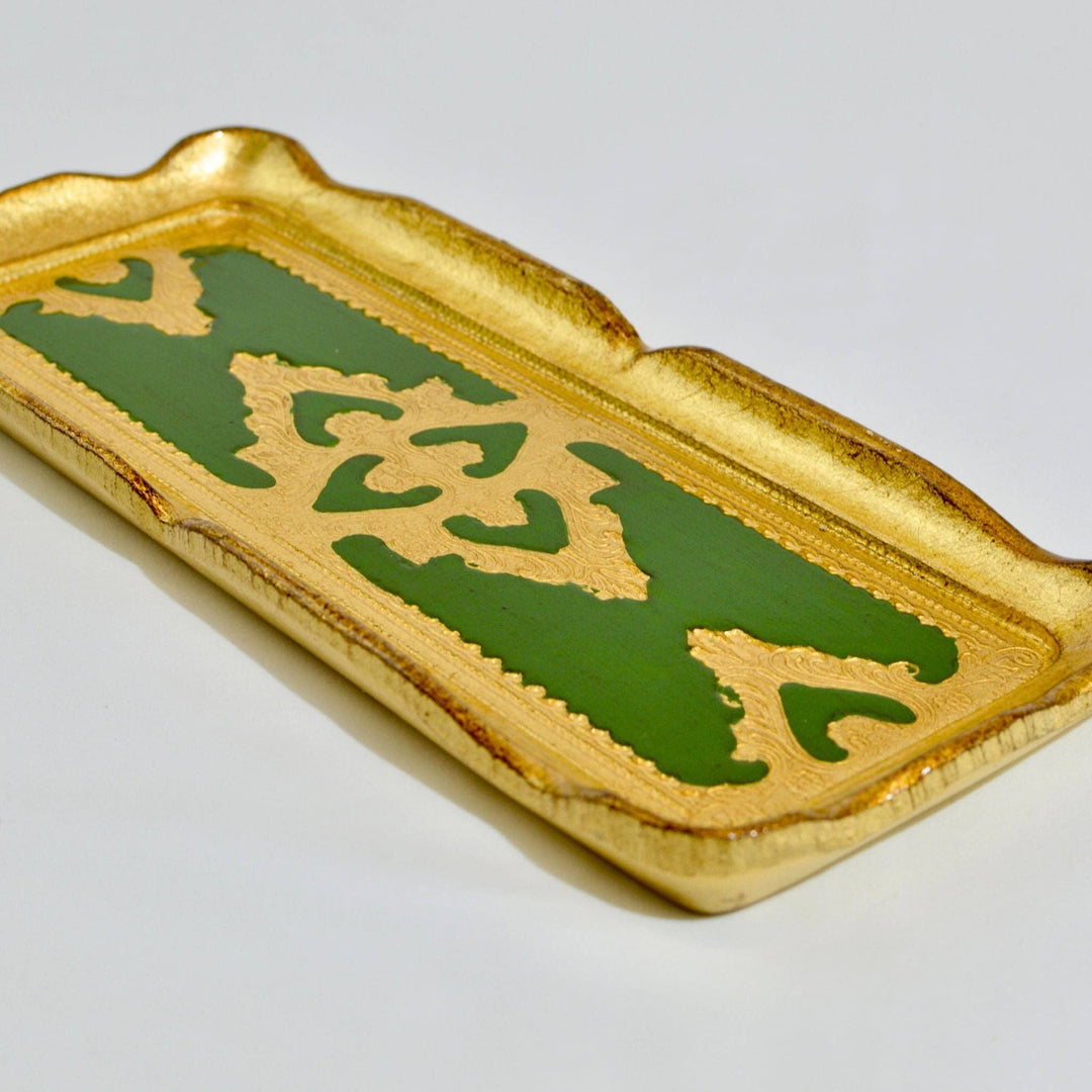 Florentine Carved Gilded Wood Narrow Tray, Made in Italy: Cappuccino