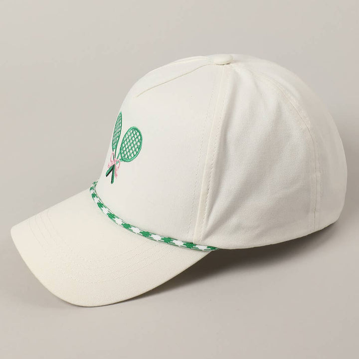 Fashion City - Tennis Racquets Ribbon Embroidery Trucker Hat: LT BLUE / ONE SIZE