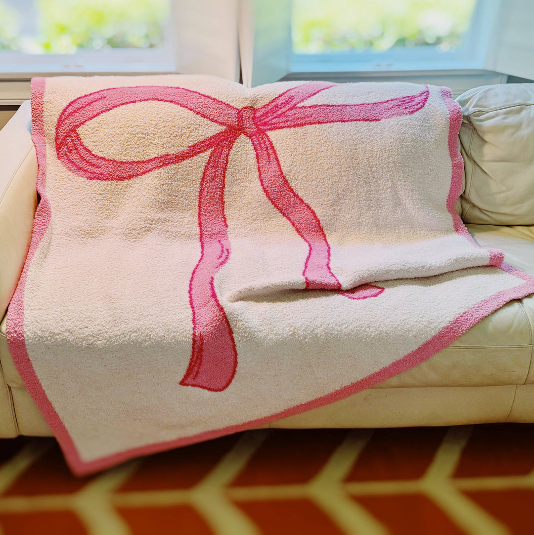 Ellison+Young - My Only Bow Coziest Blanket: Orange/Pink