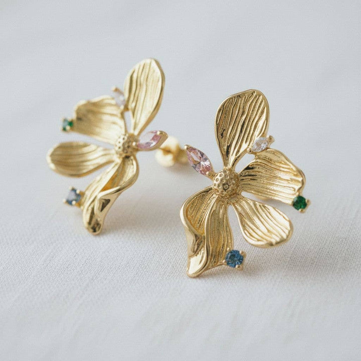 Ellemadera - Floral-Inspired Colorful Gemstone Drop Earrings