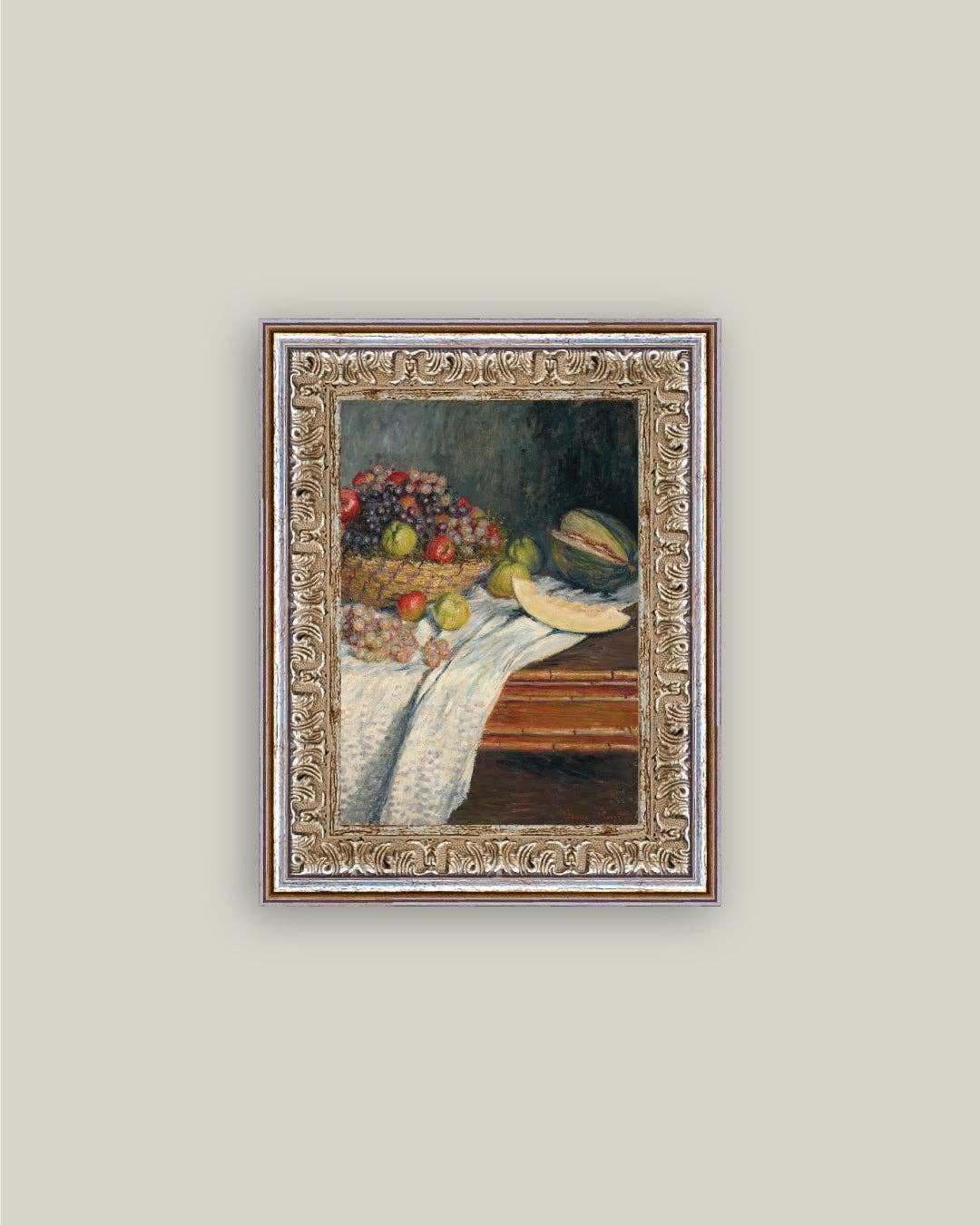 Petal Lane Home - Still Life with Honeydew Framed Antique Art: 5x7