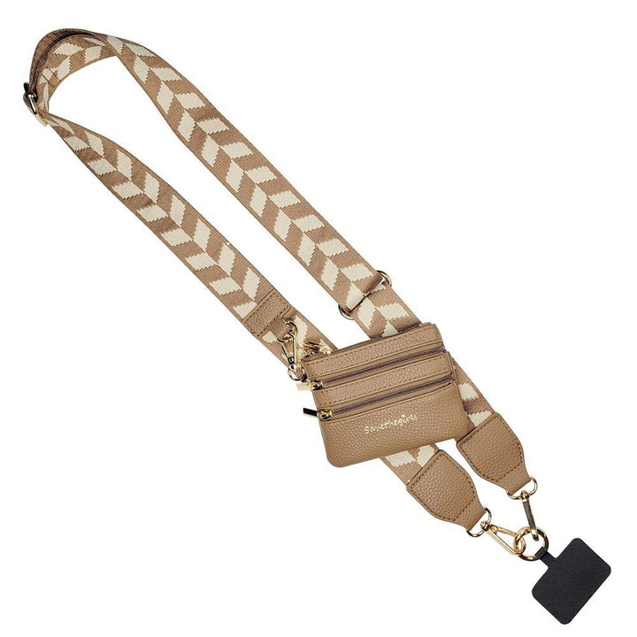 Save The Girls - Clip & Go Strap w/Zippered Pouch Chevron: Green/Cream Chevron