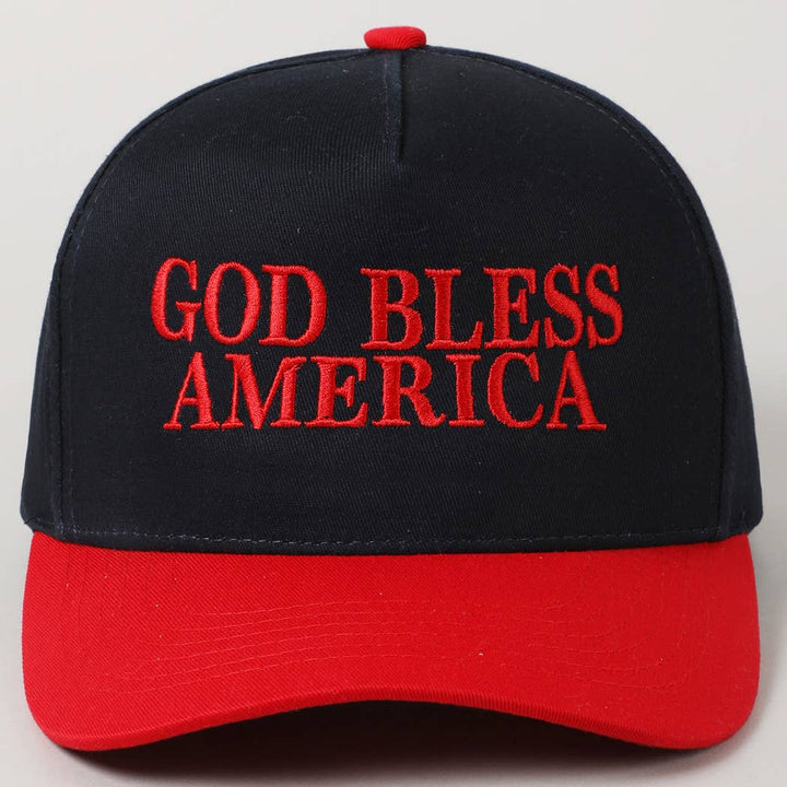 Fashion City - God Bless America Embroidered Two-Tone Canvas Cap: LT PINK / ONE SIZE