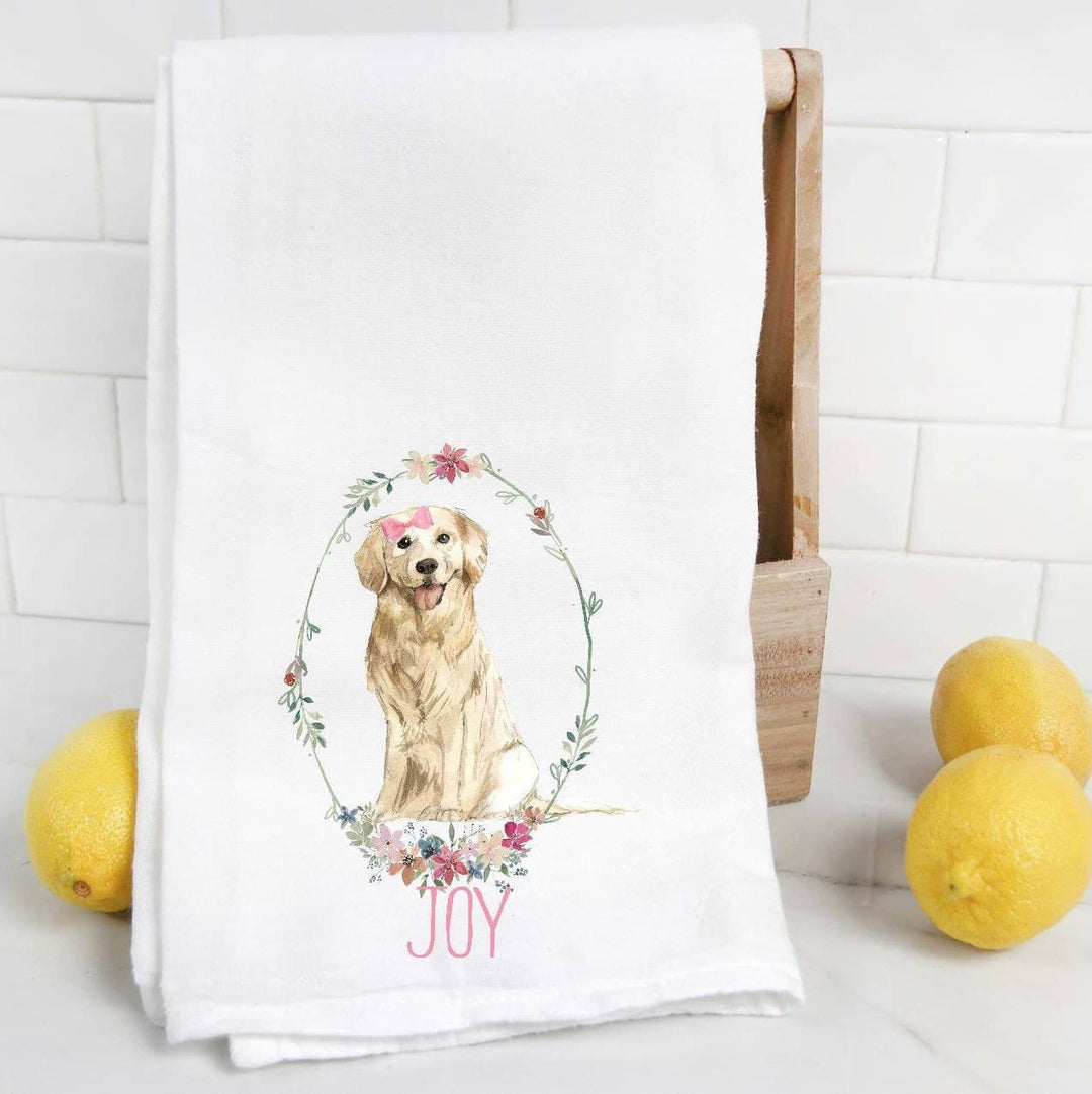 The Preppy Pineapple Home - Custom Golden Retriever  Flour Sack Towel, Tea Towel, Dog Mo: No Accessory / Wingback Chair