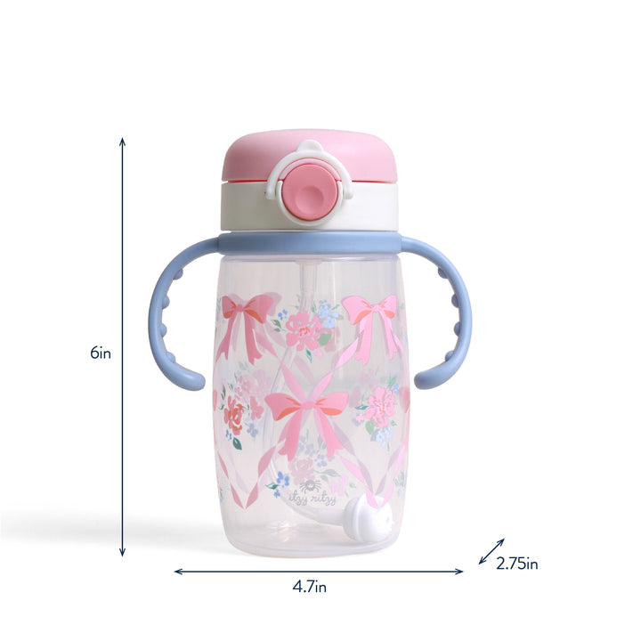 Itzy Ritzy - *NEW* Itzy Sips™ - Straw Cup With Snap-Close Lid: Ribbons & Roses