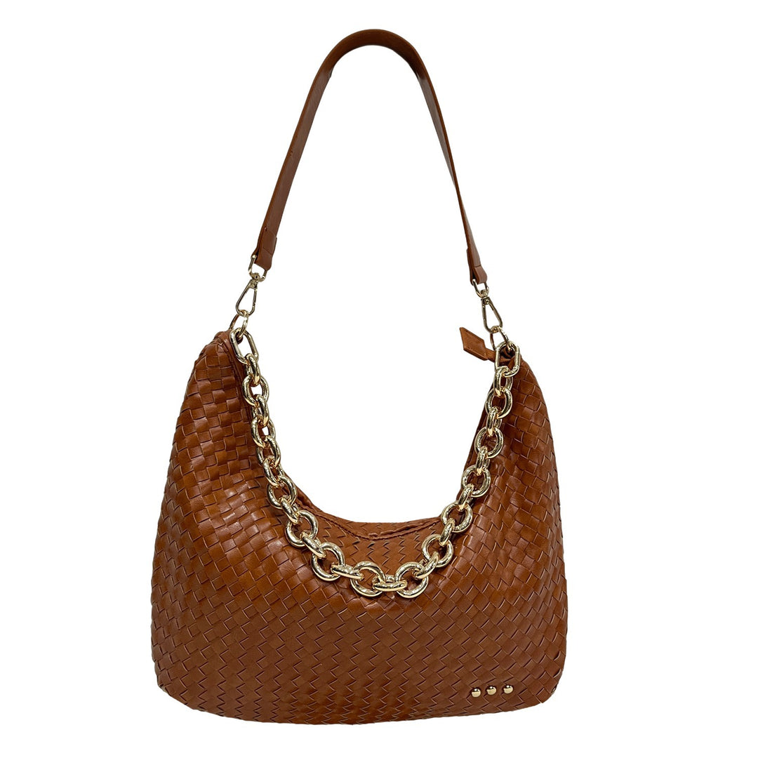 Brown Sienna Slouchy Woven Shoulder Bag