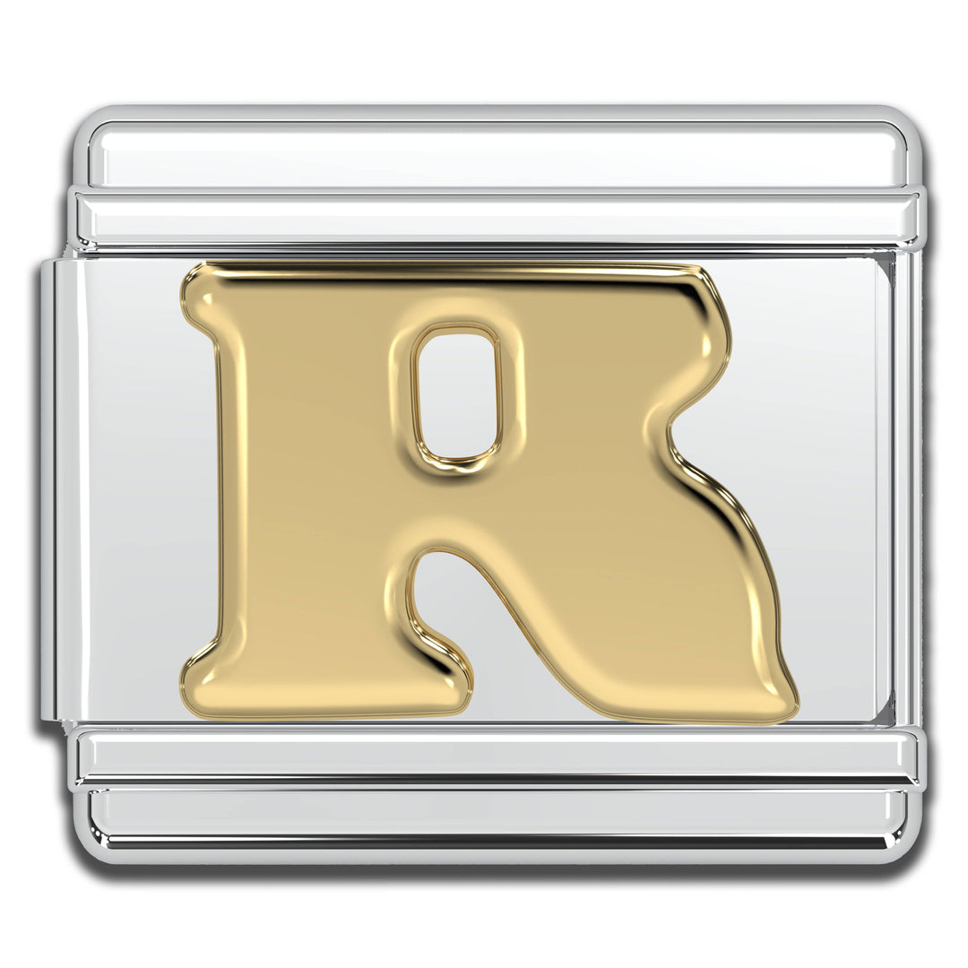 Natalia - Italian Charm Letters A-Z - 9mm Gold Bracelet Charms: M