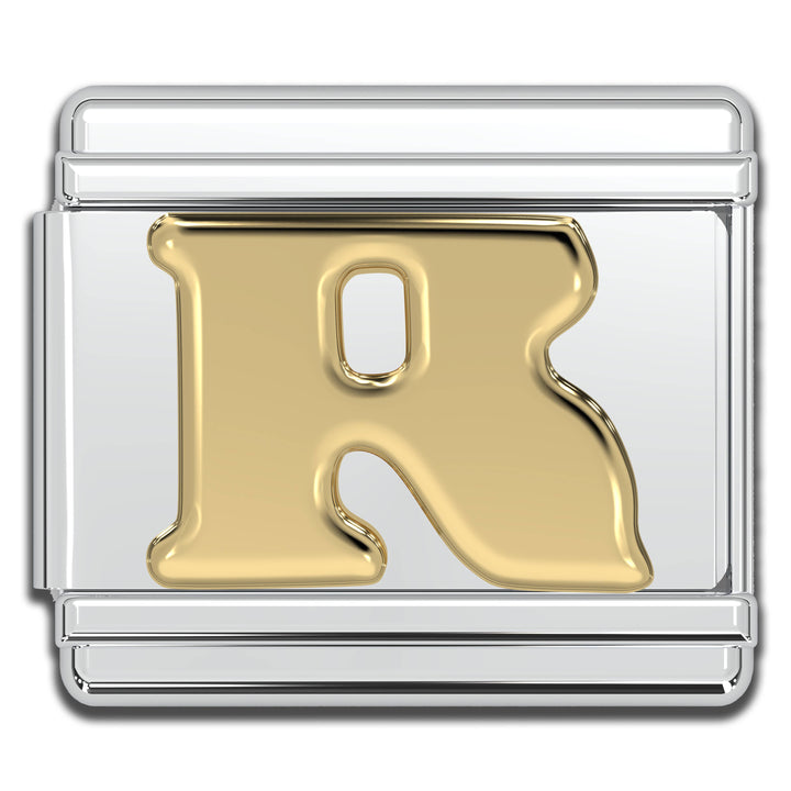 Natalia - Italian Charm Letters A-Z - 9mm Gold Bracelet Charms: V