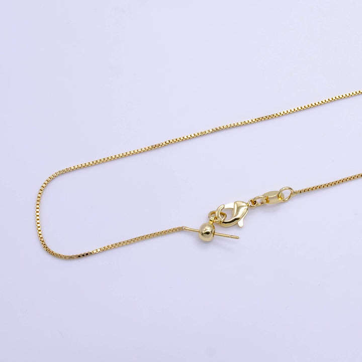 Aim Eternal - 14K Gold Filled 1mm Dainty Box Chain 18 Inch Layering Adjustable Slider Necklace | WA-707