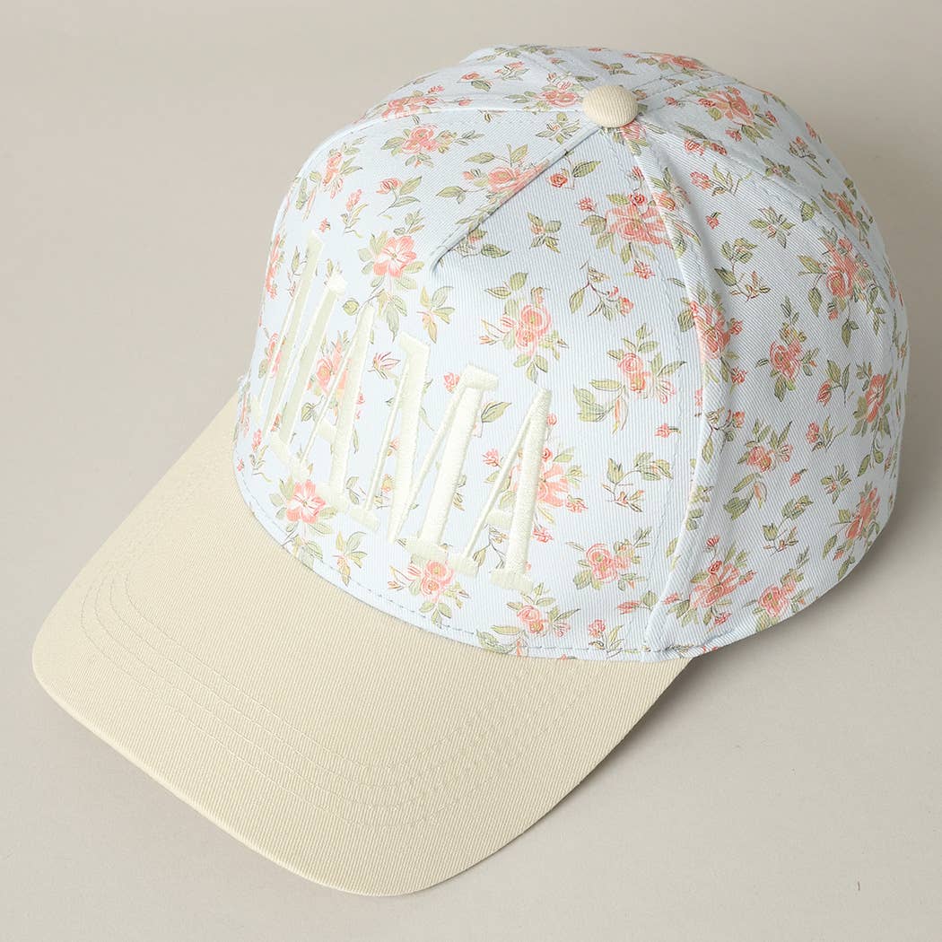 MAMA Embroidered Flower PatternTrucker Hat: PINK/PINK / ONE SIZE