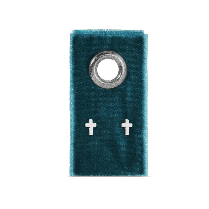 Splendid Iris - Small Cross Studs on Velvet Gift Tag: Gold