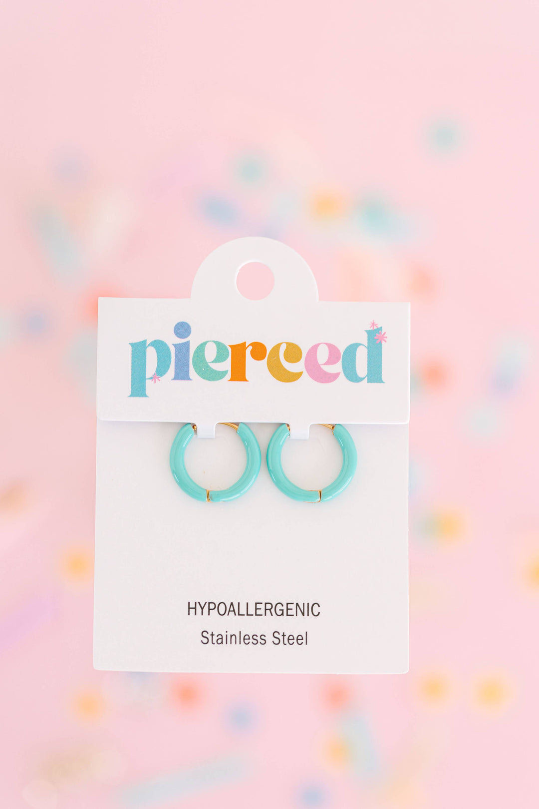 Pierced Co - Colored Huggies Earrings: Teal