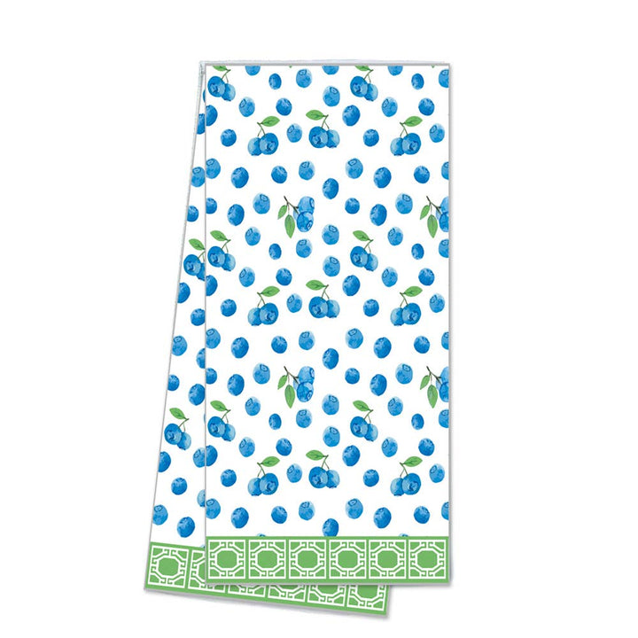 WH Hostess Social Stationery- Blueberries with Green Trim Tea Towel