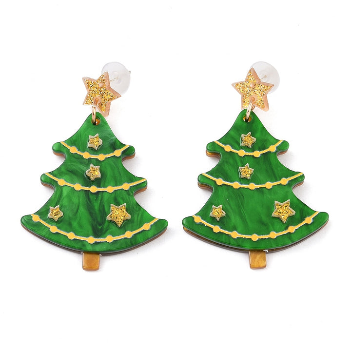 Acrylic Christmas Tree Earrings