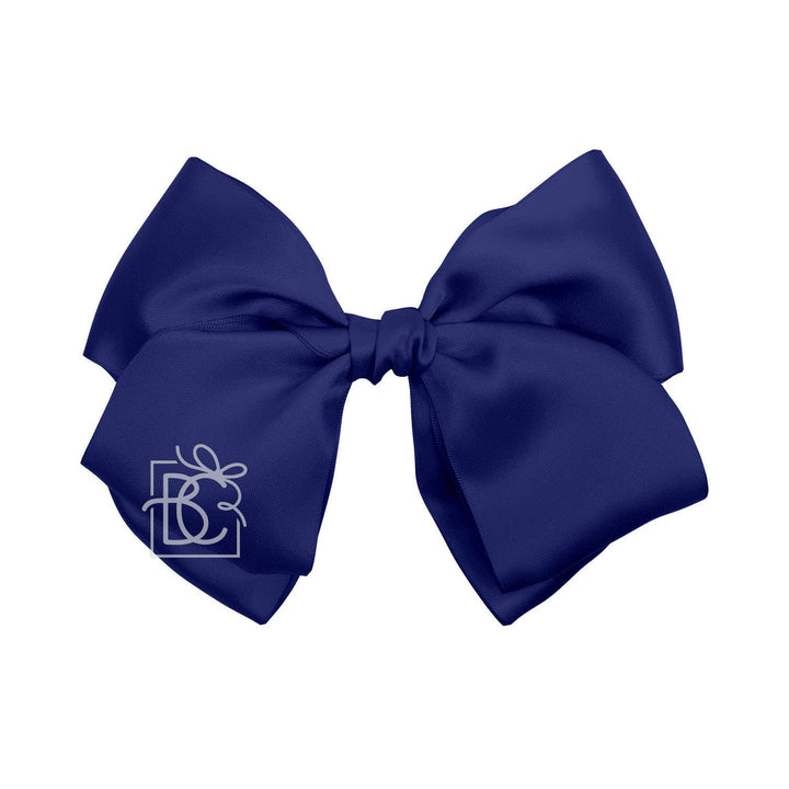 Beyond Creations, LLC - SATIN EUROPEAN BOW W/RUFFLED KNOT ON CLIP: 5" Euro Bow on Med. Alligator Clip / POWDER PINK