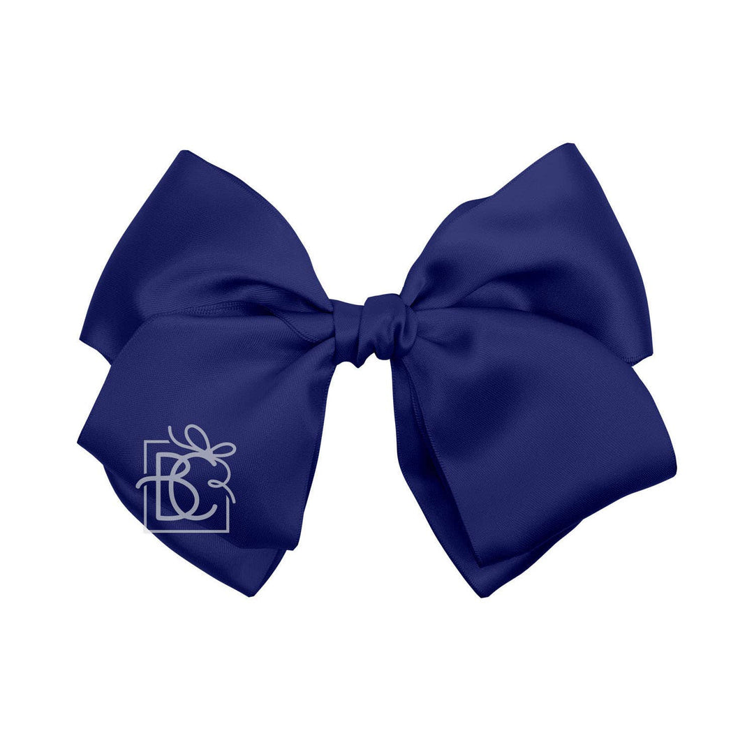 Beyond Creations, LLC - SATIN EUROPEAN BOW W/RUFFLED KNOT ON CLIP: 5" Euro Bow on Med. Alligator Clip / ANTIQUE WHITE