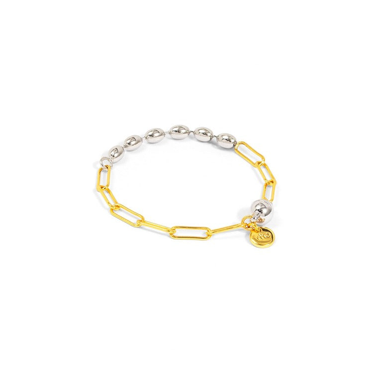 Two-Tone Beaded Mixed Link Magnet Bracelet