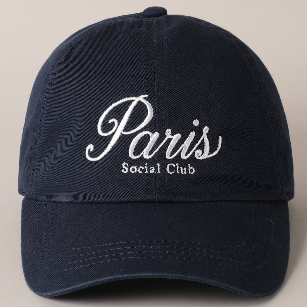 Fashion City - Paris Social Club Text Embroidery Baseball Cap: Pink / ONE SIZE