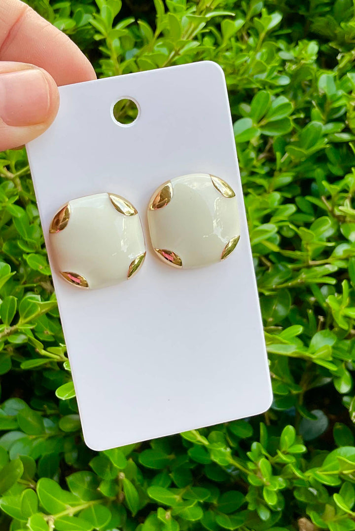Baubles by Maggi - Vintage style button enamel earrings: Black
