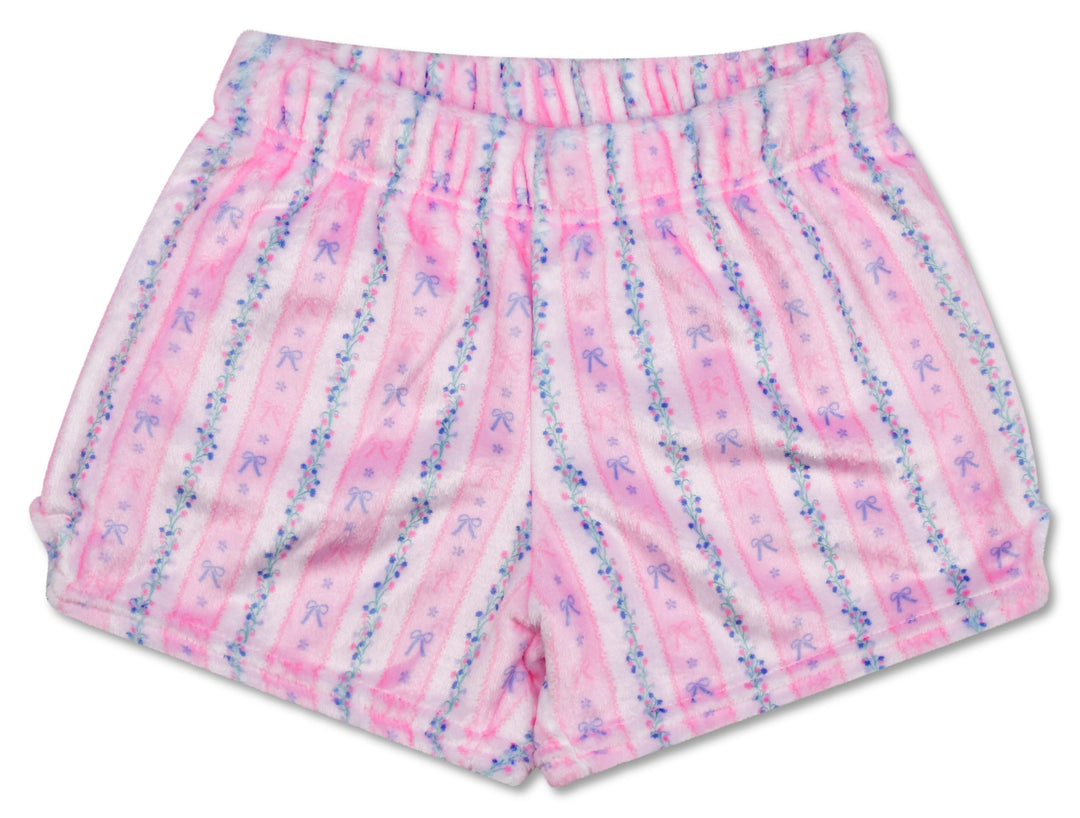 Floral Stripes Plush Shorts