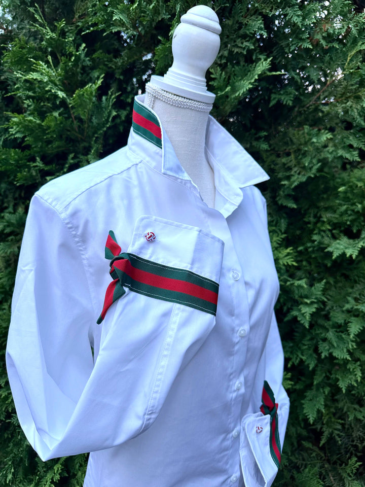 Pearly Vine - Audrey Ribbon FC - White w Green & Red Stripe Ribbon: White w Green & Red Stripe Ribbon / L