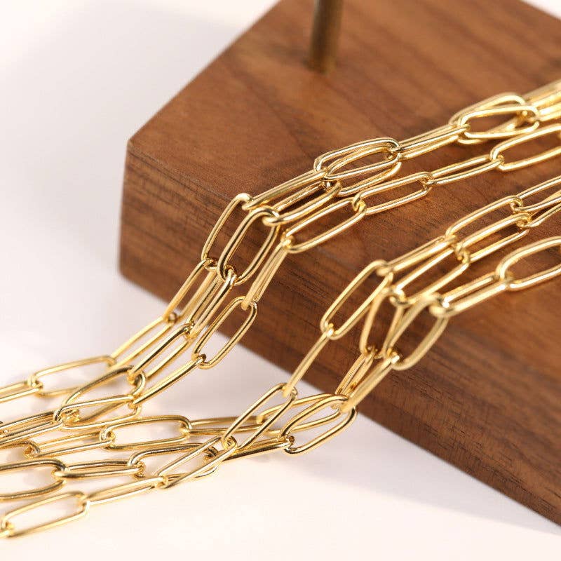 Deep South Originals, LLC - Carla Chain 18k Gold Plated Paper Clip Chain ~ Stainless: 16in. + 2in. ext.