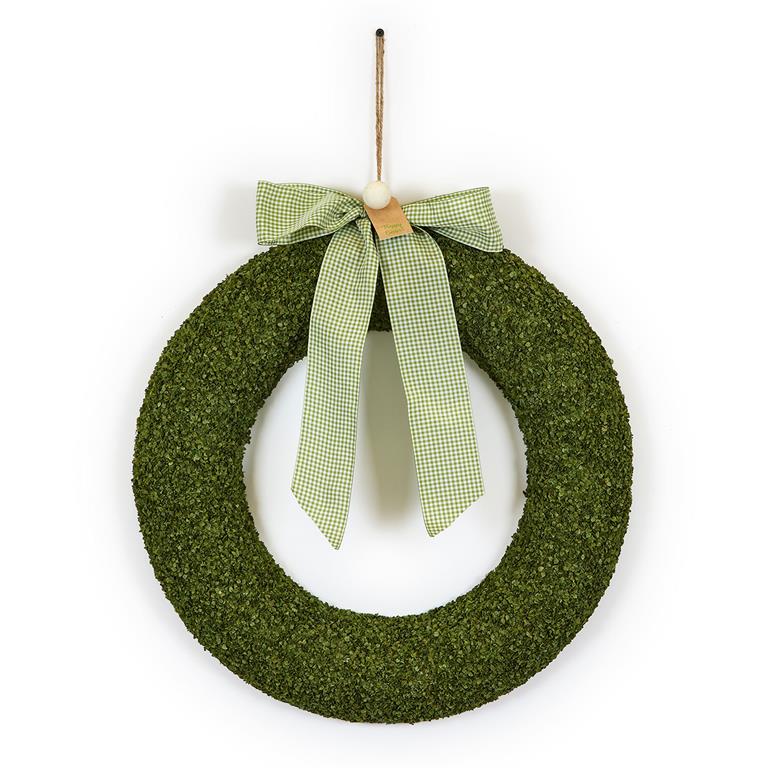 20" Preserved Buckwheat  Wreath with Gingham Bow