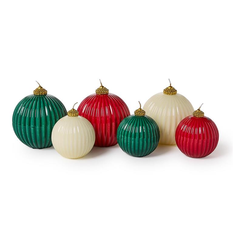 High-Gloss Ornament Ball Candles In 2 Sizes & 3 Colors