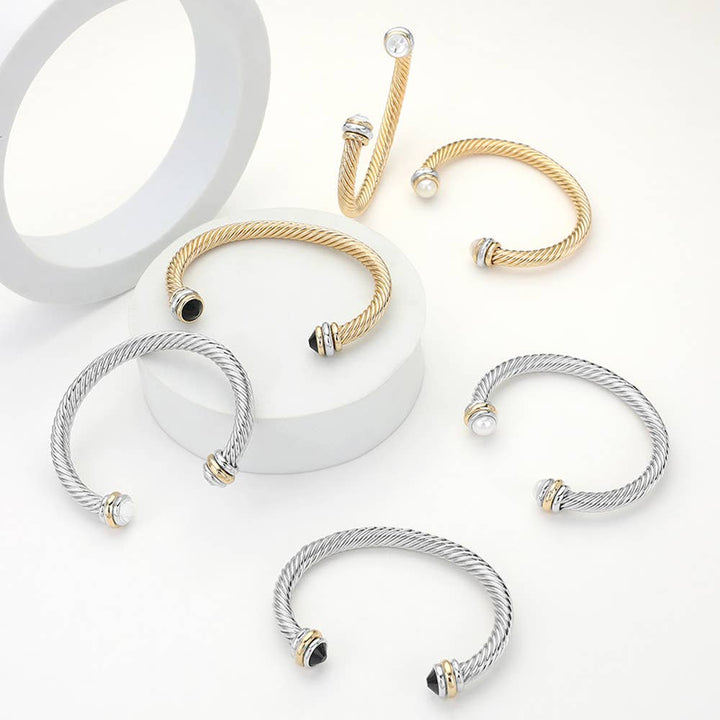 Sensibling Corp. - Stone Tip Twisted Rope Cuff Bracelet
: GD-CRM