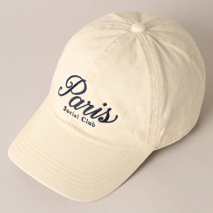 Fashion City - Paris Social Club Text Embroidery Baseball Cap: Pink / ONE SIZE