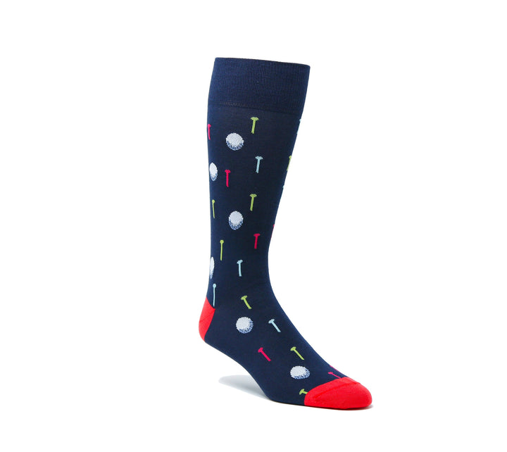 ELL & Atty - Golf Sock Mid-Calf Peruvian Pima Cotton Ball & Tee Design: Navy