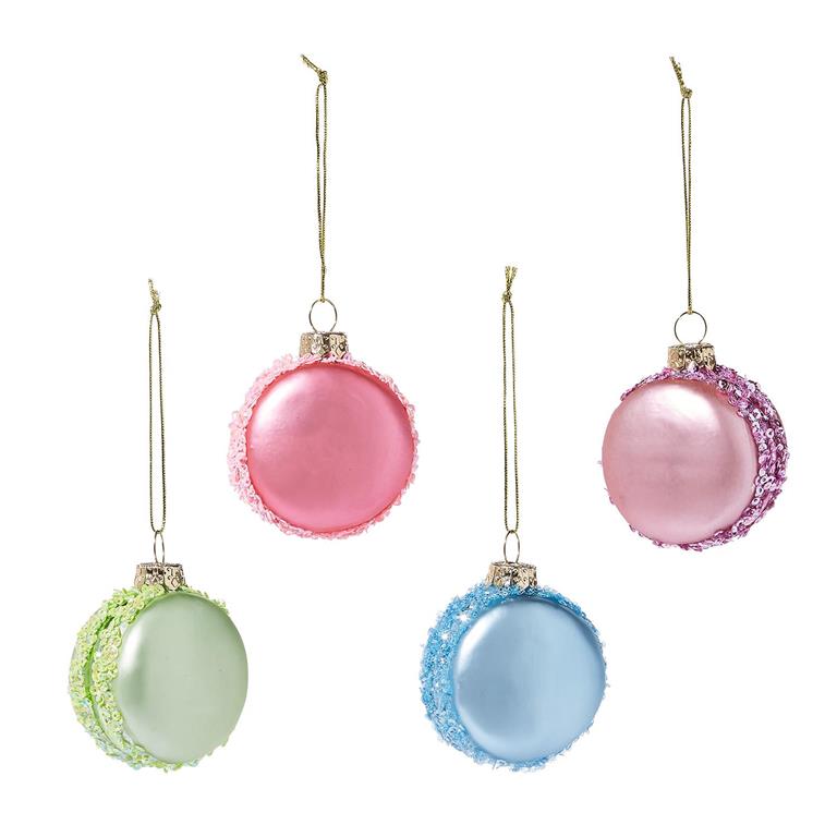 Set of 4 Macaron Ornaments in Gift Box Includes 4 Colors