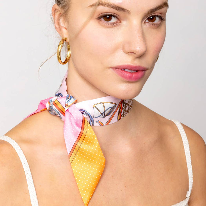 Fashion City - Multi-Colored Pattern Light Weight Twilly Scarf : PNK / ONE SIZE